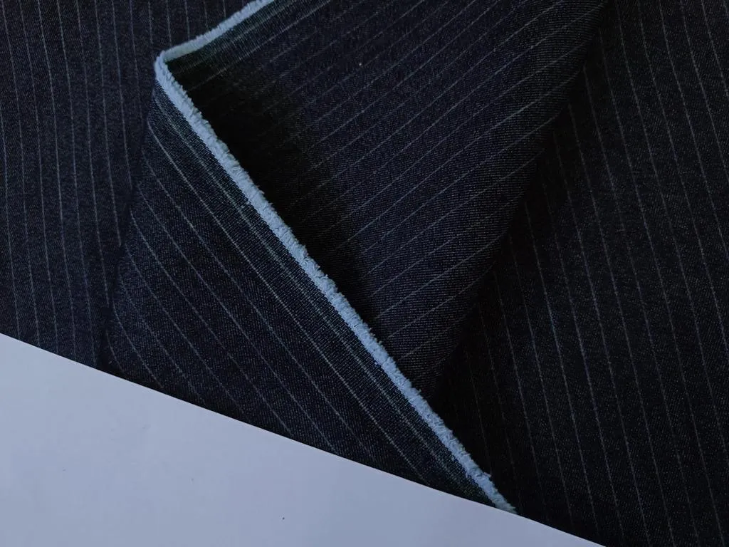 100% Cotton Denim  STRIPE Fabric 58" wide available in two shades dark denim/light denim(13064/65/15356)