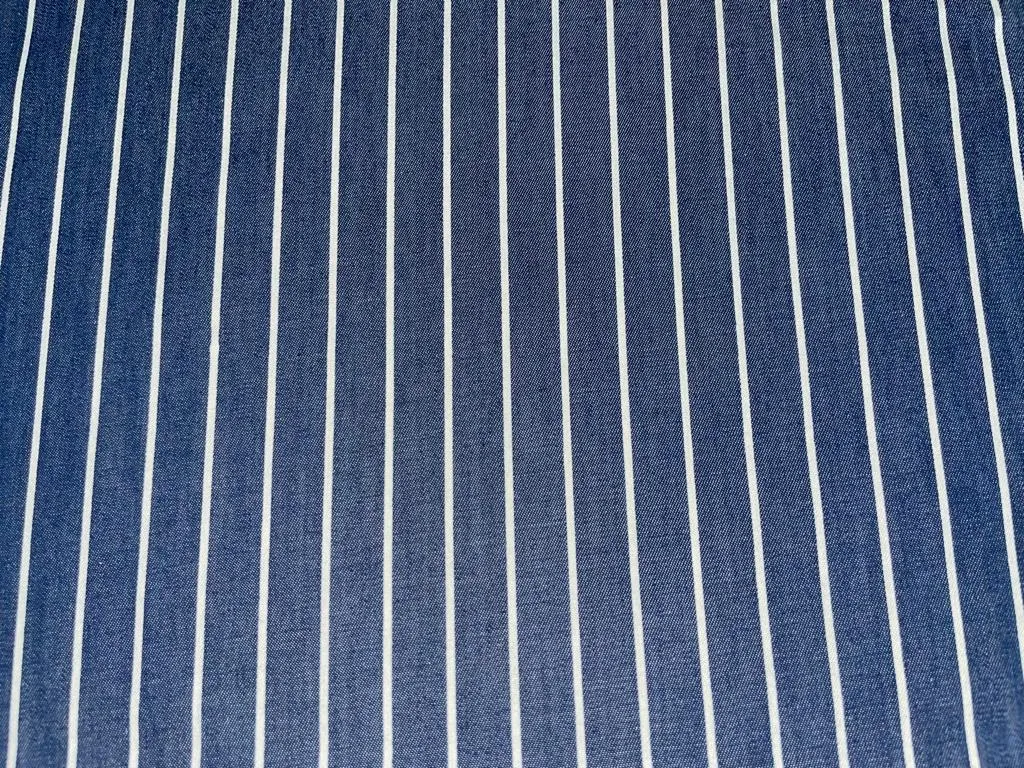 100% Cotton Denim  STRIPE Fabric 58" wide available in two shades dark denim/light denim(13064/65/15356)