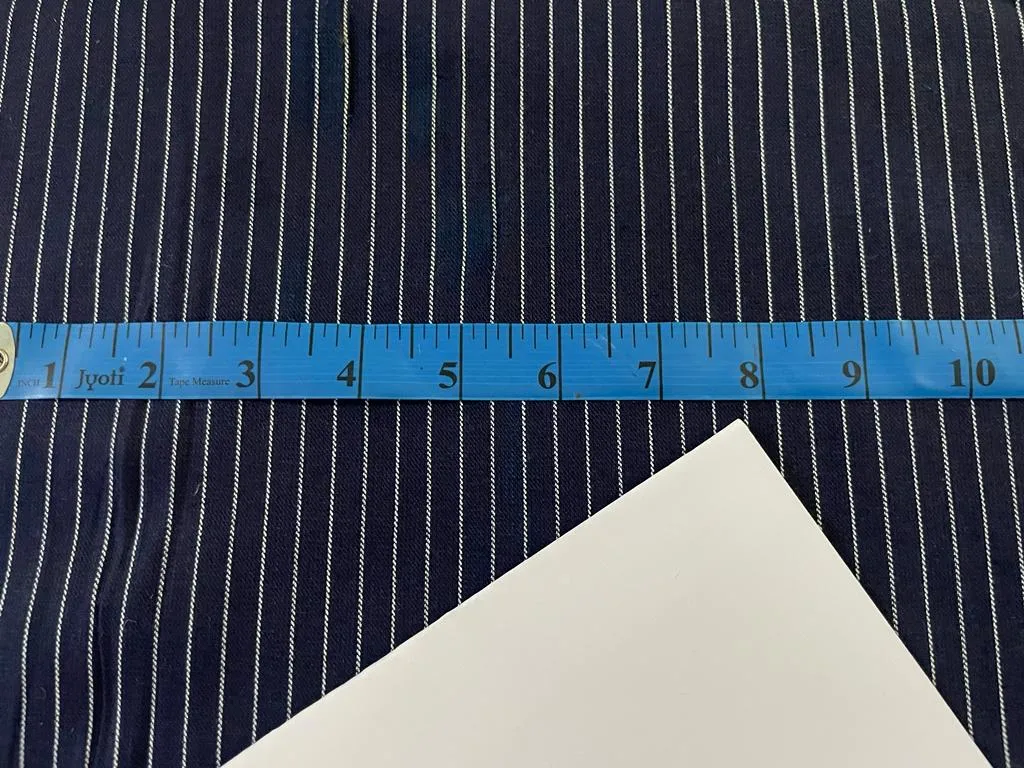100% Cotton Denim  STRIPE Fabric 58" wide available in two shades dark denim/light denim(13064/65/15356)