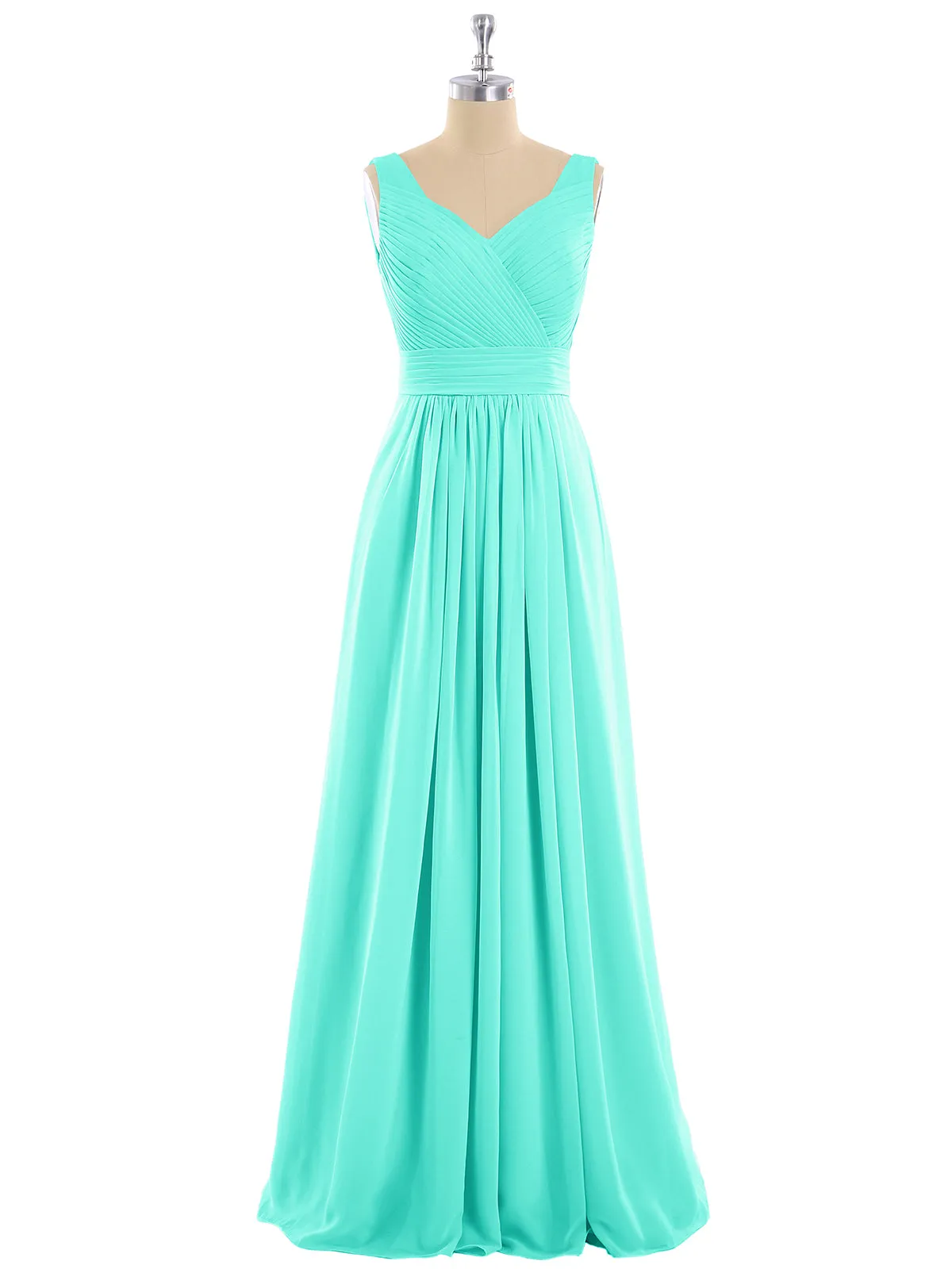 A-line Chiffon Floor Length V Neck Dresses Spa Plus Size