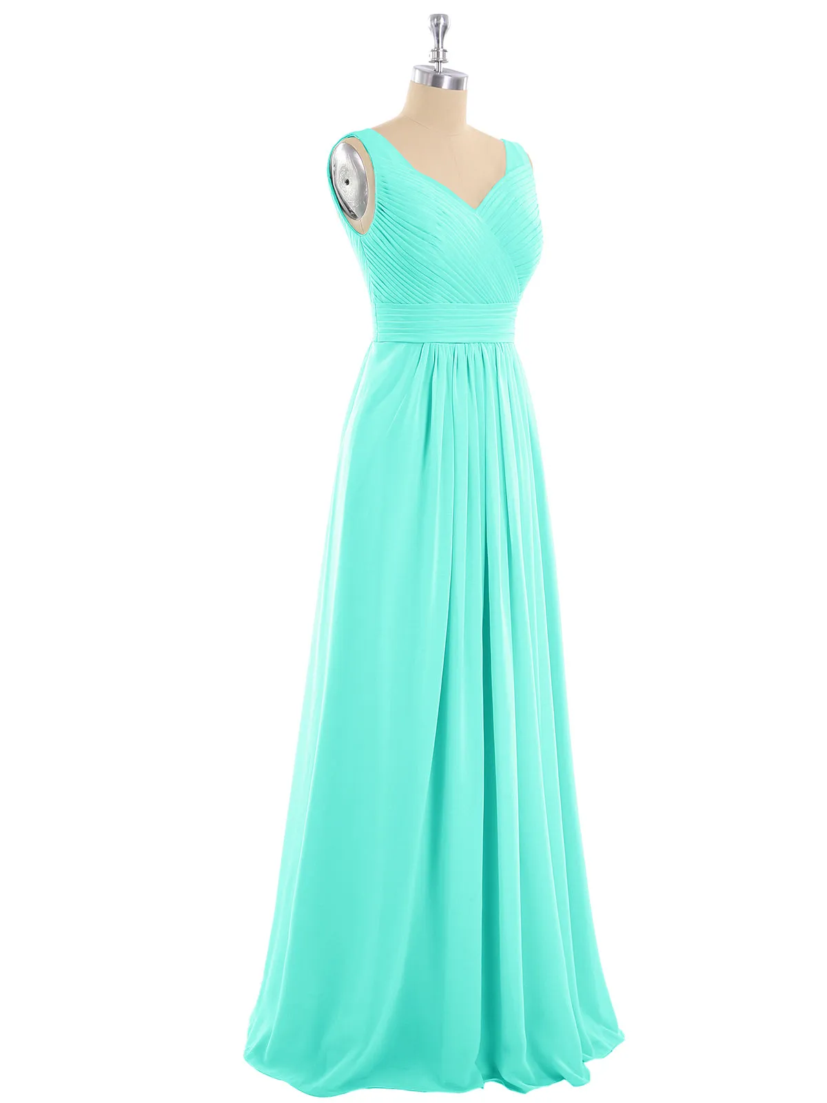 A-line Chiffon Floor Length V Neck Dresses Spa Plus Size