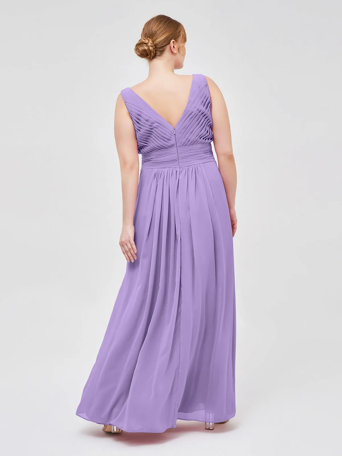 A-line Chiffon Floor Length V Neck Dresses Tahiti