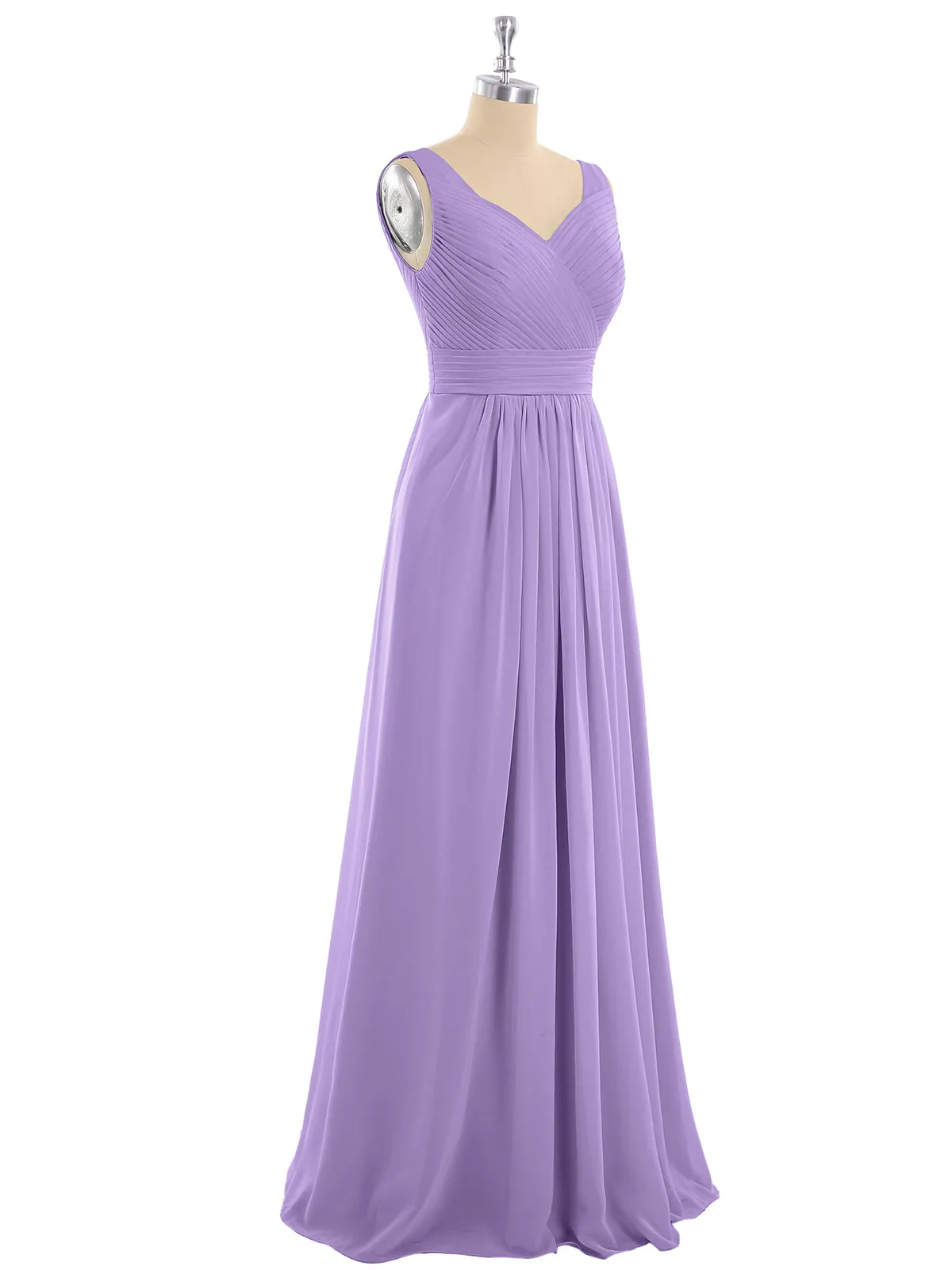 A-line Chiffon Floor Length V Neck Dresses Tahiti