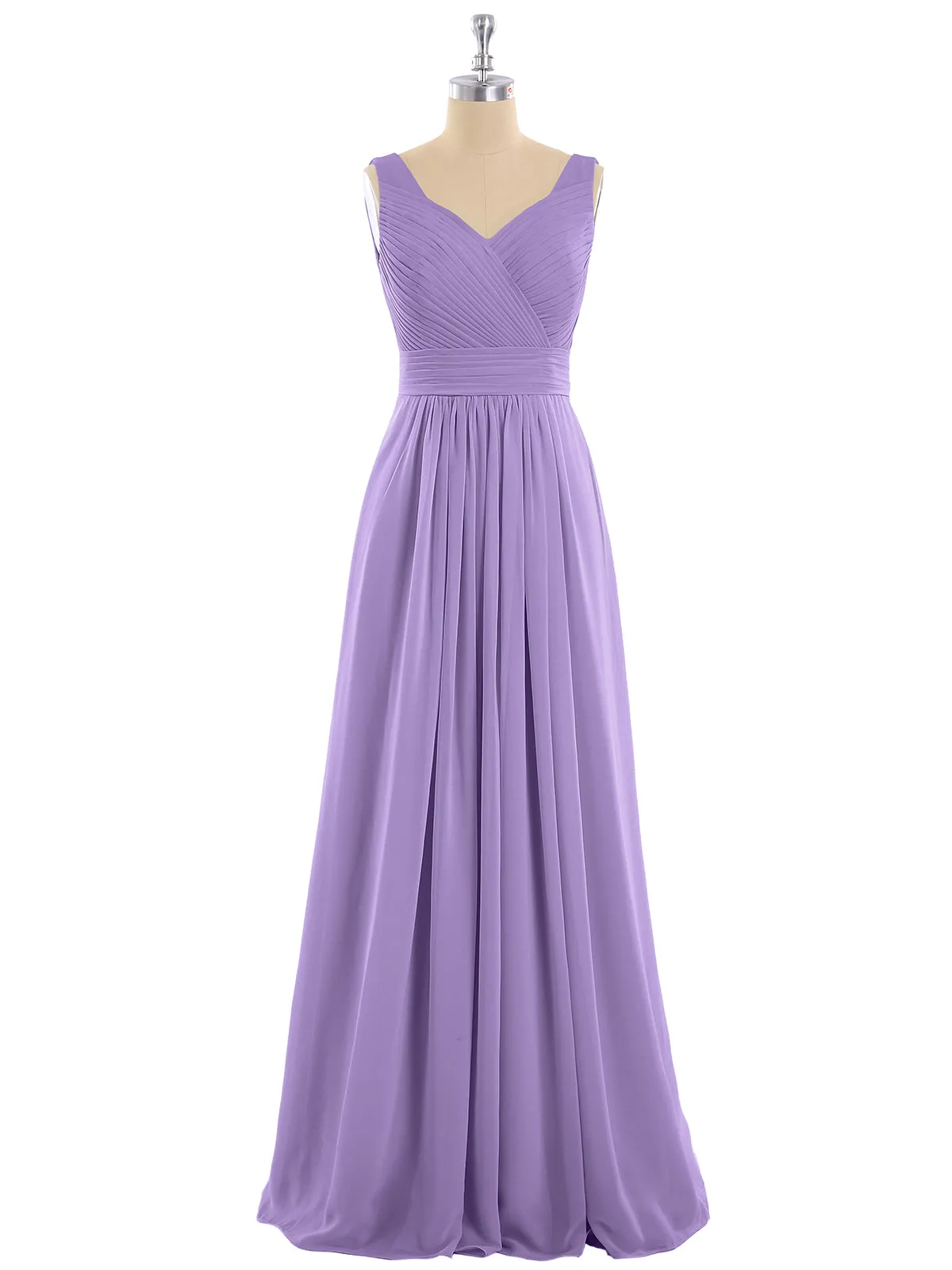 A-line Chiffon Floor Length V Neck Dresses Tahiti