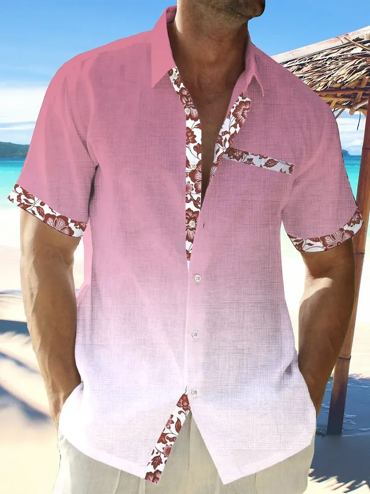 Alohadaddy Cotton-Linen Casual Shirts Natural Breathable Summer Lightweight Hawaiian Shirts