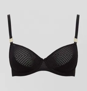 Aztec lace balconette bra [Black]