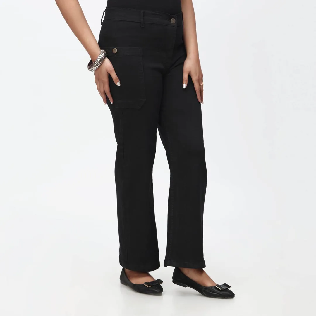 Black Denim Pant with Side Pockets PS4528