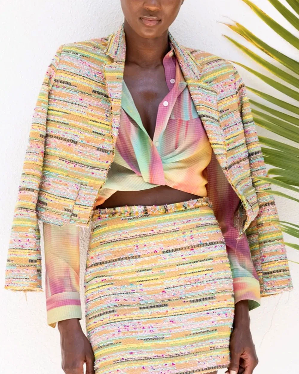 Bright Multicolor Tweed Beach Jacket