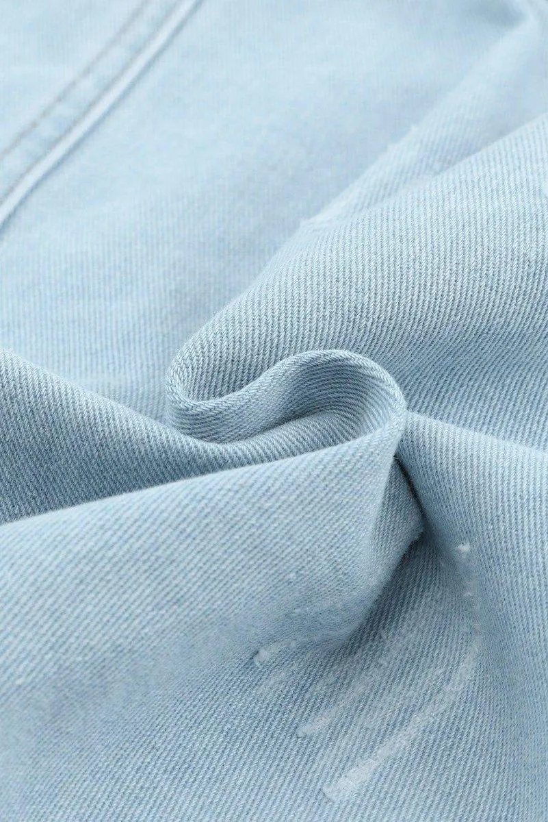 Chloe Light Denim Distressed Denim Jacket