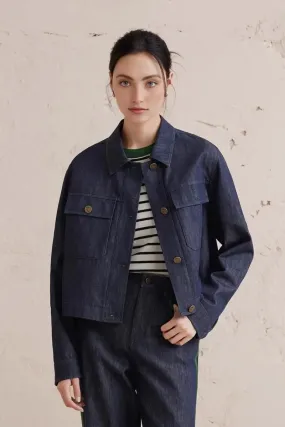 Classic Button Up Cropped Denim Jacket