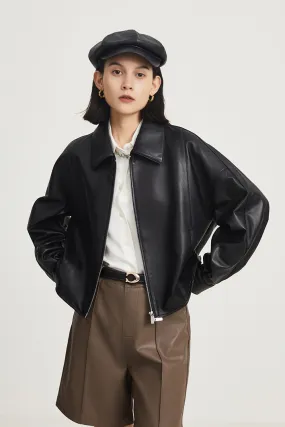 Classic Cropped Leather Jacket