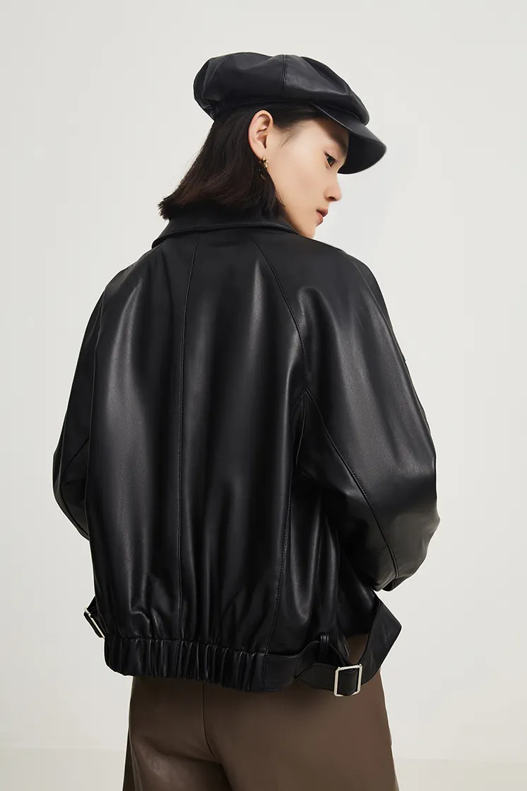 Classic Cropped Leather Jacket