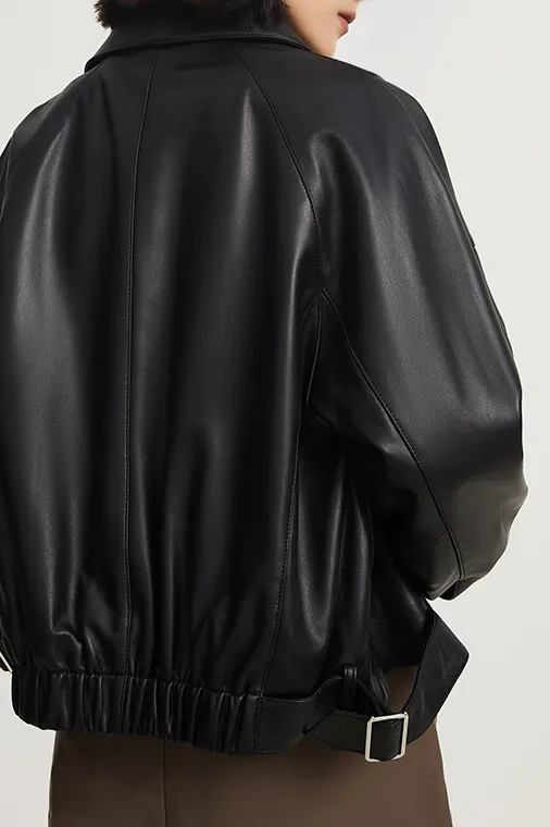 Classic Cropped Leather Jacket