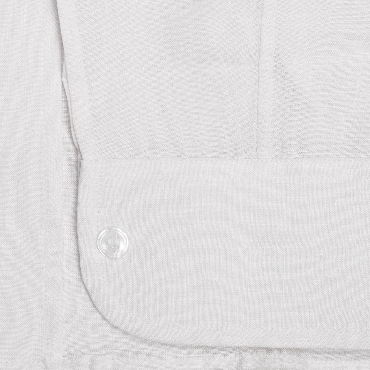 Classic Fit Plain Linen Button Cuff Shirt in White