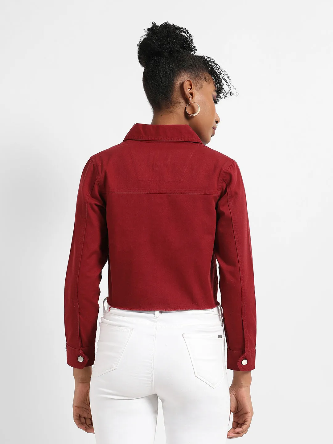 Cropped Jacket With Flap Pocket