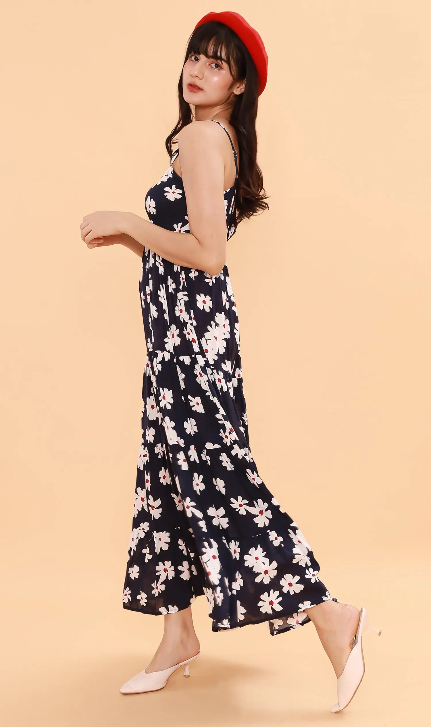 DAHLIA Floral Flowy Dress (Midnight)