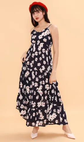 DAHLIA Floral Flowy Dress (Midnight)