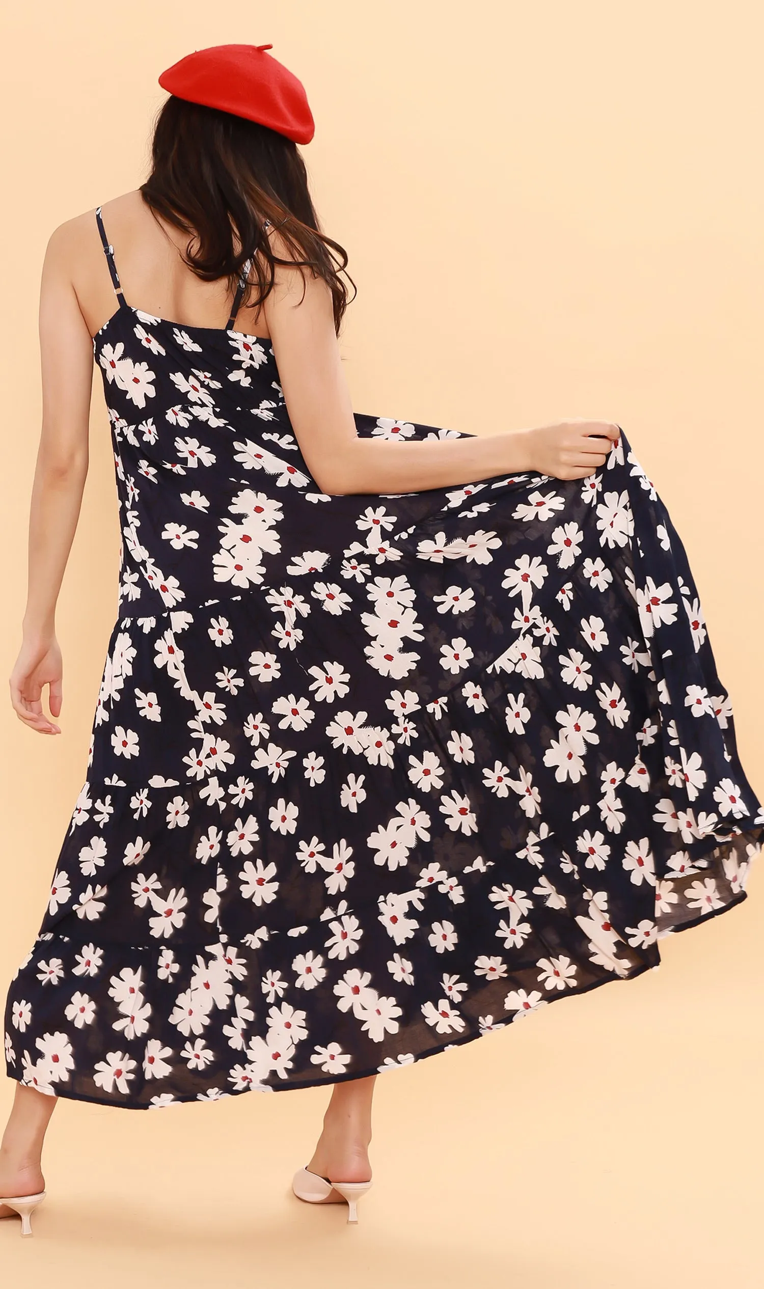 DAHLIA Floral Flowy Dress (Midnight)