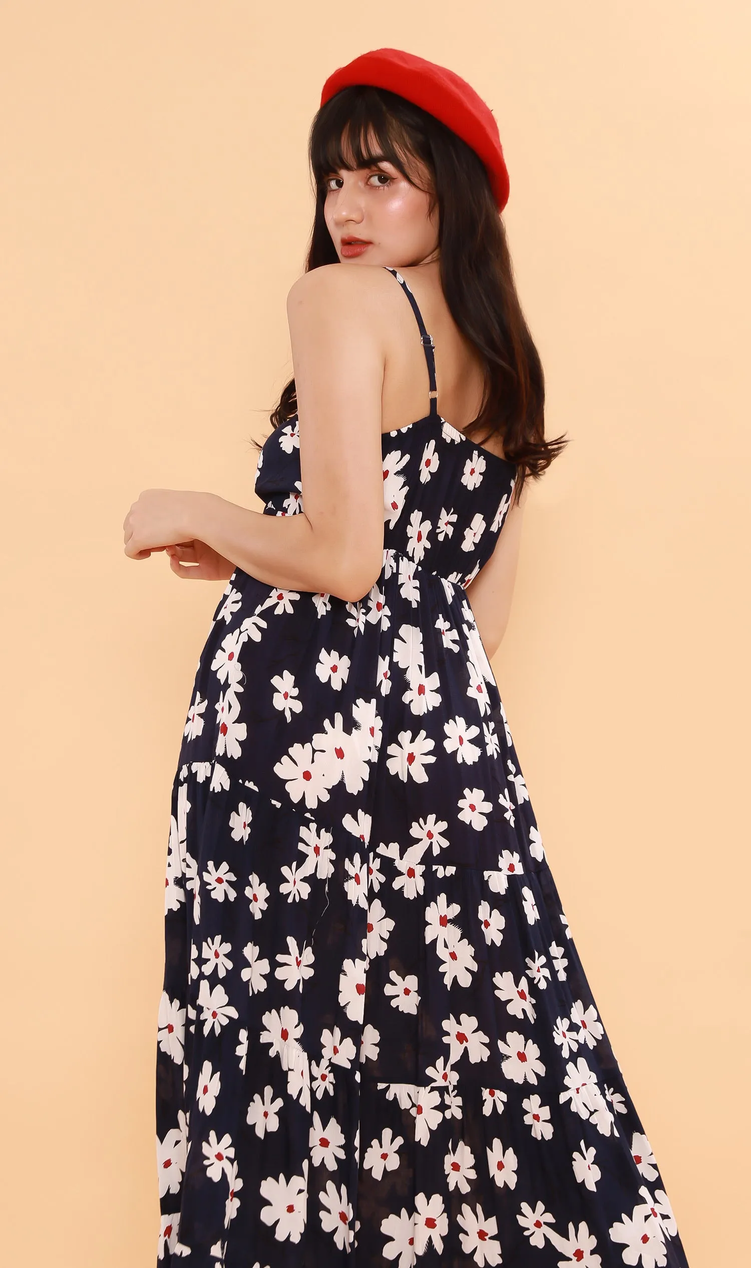 DAHLIA Floral Flowy Dress (Midnight)
