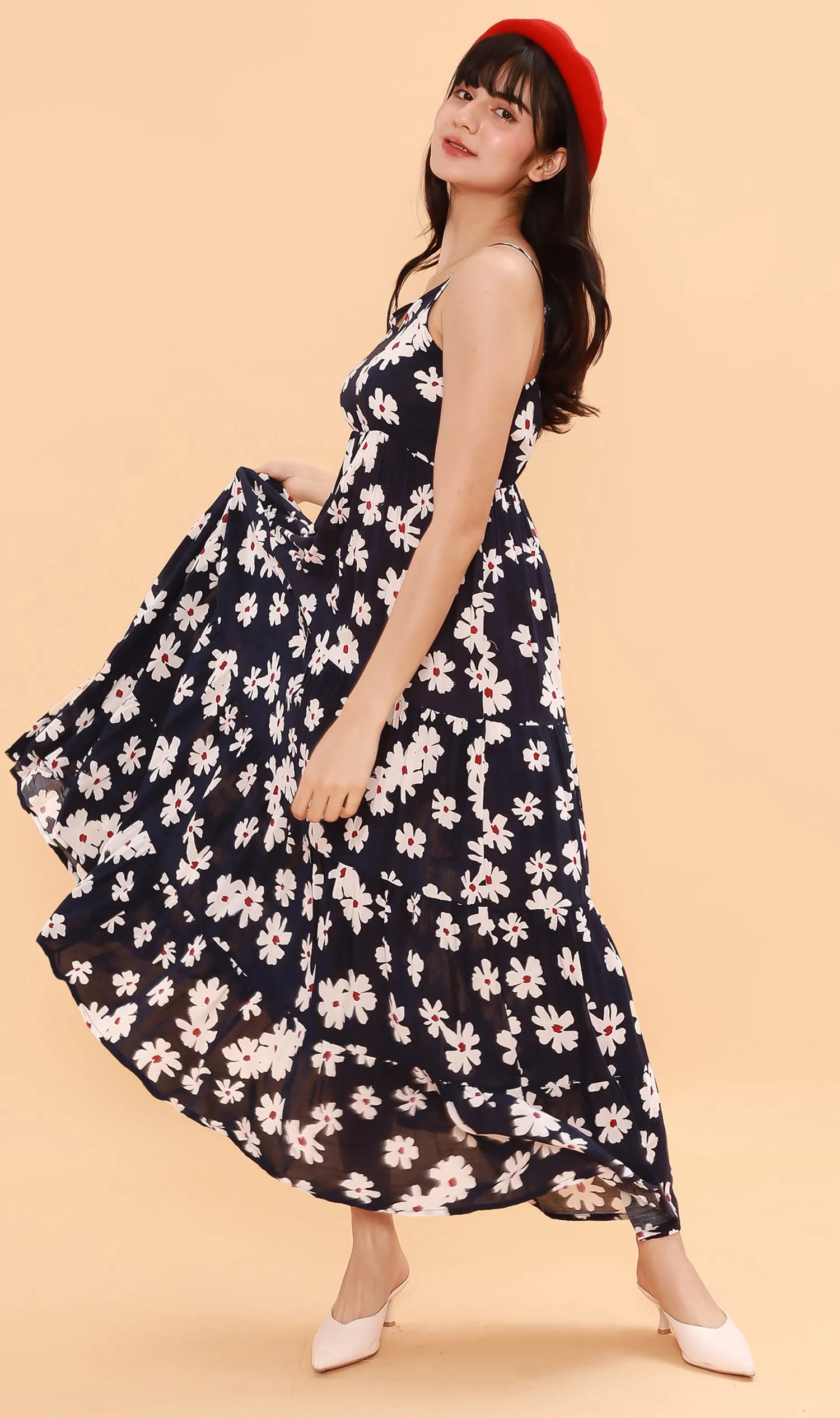DAHLIA Floral Flowy Dress (Midnight)