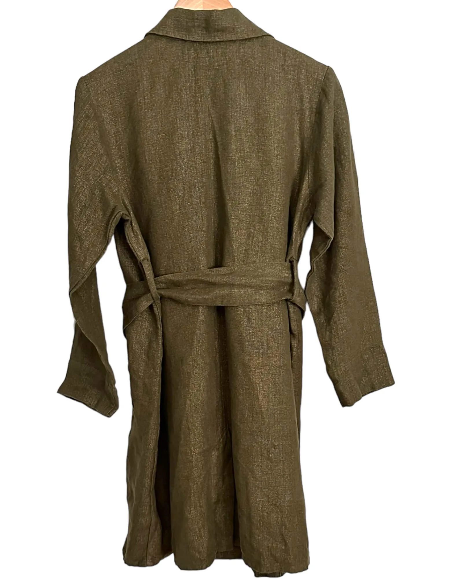 Dark Autumn Shimmer Linen Belted Jacket