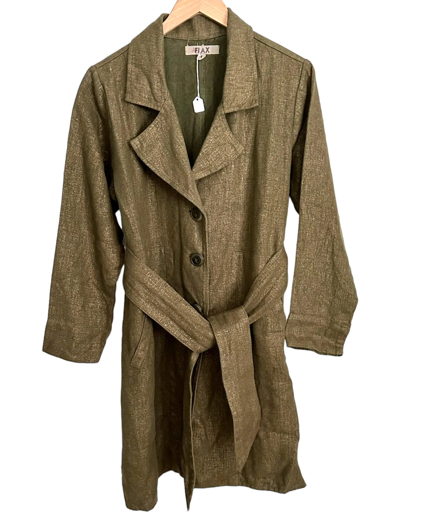 Dark Autumn Shimmer Linen Belted Jacket