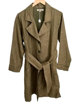 Dark Autumn Shimmer Linen Belted Jacket