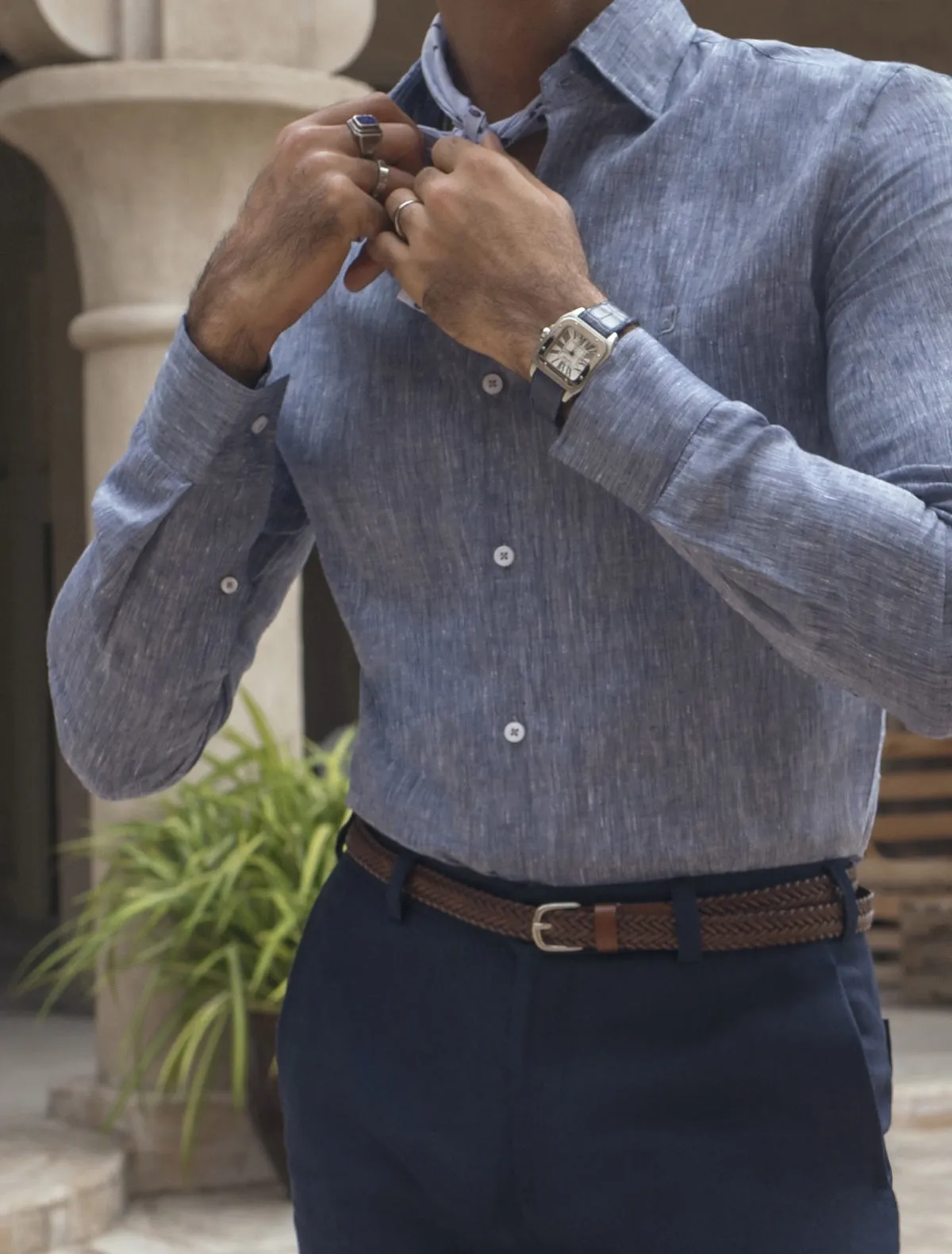 DENIM BLUE LINEN SHIRT