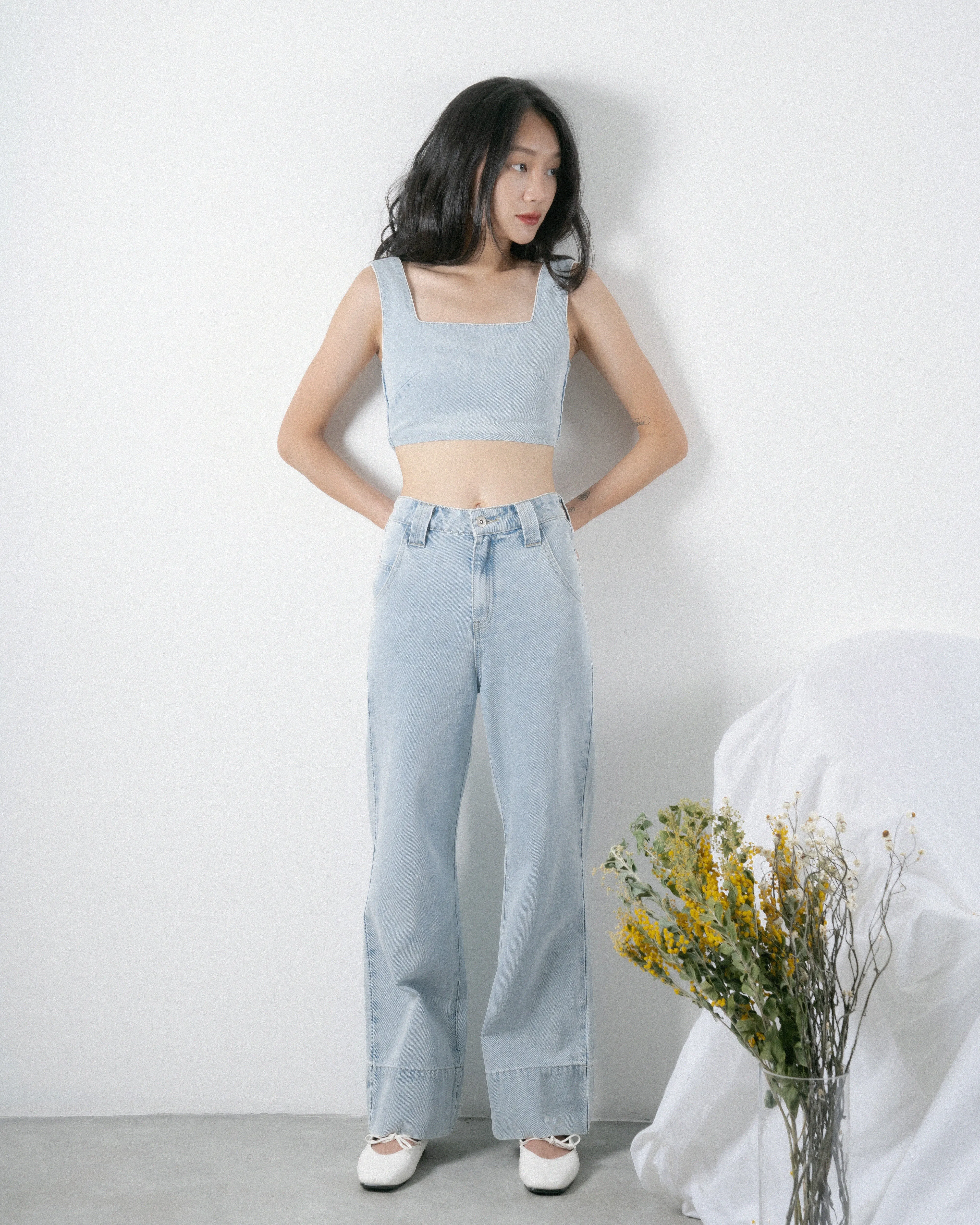 Denim Crop Tank Top (Denim)