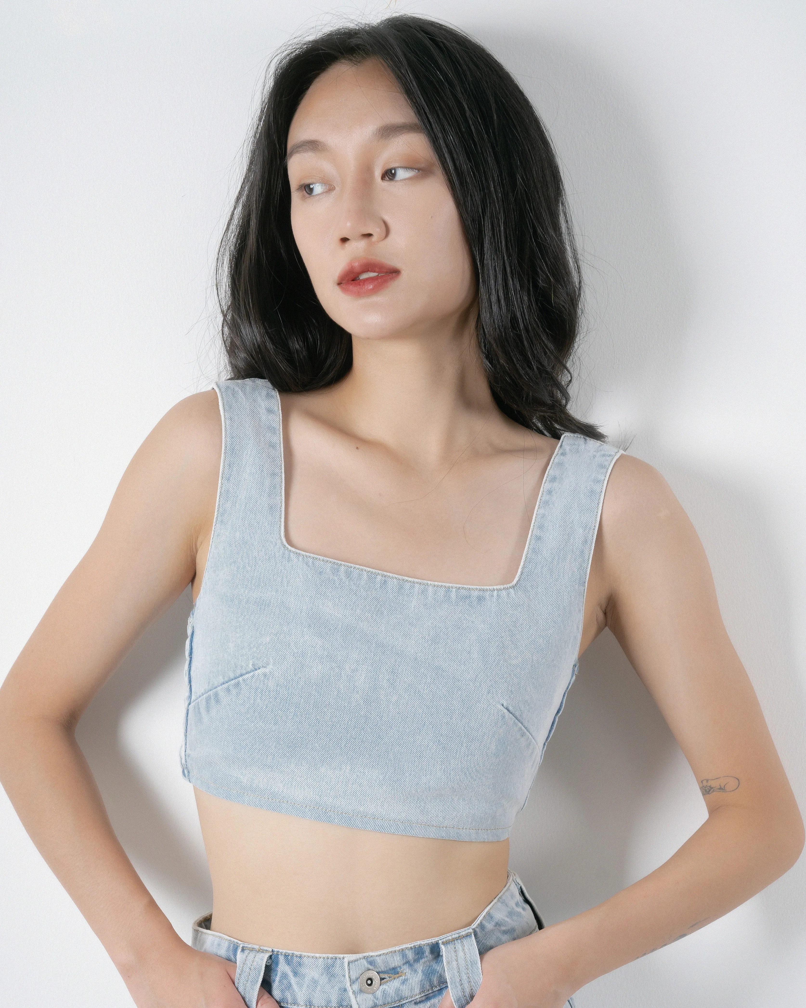 Denim Crop Tank Top (Denim)
