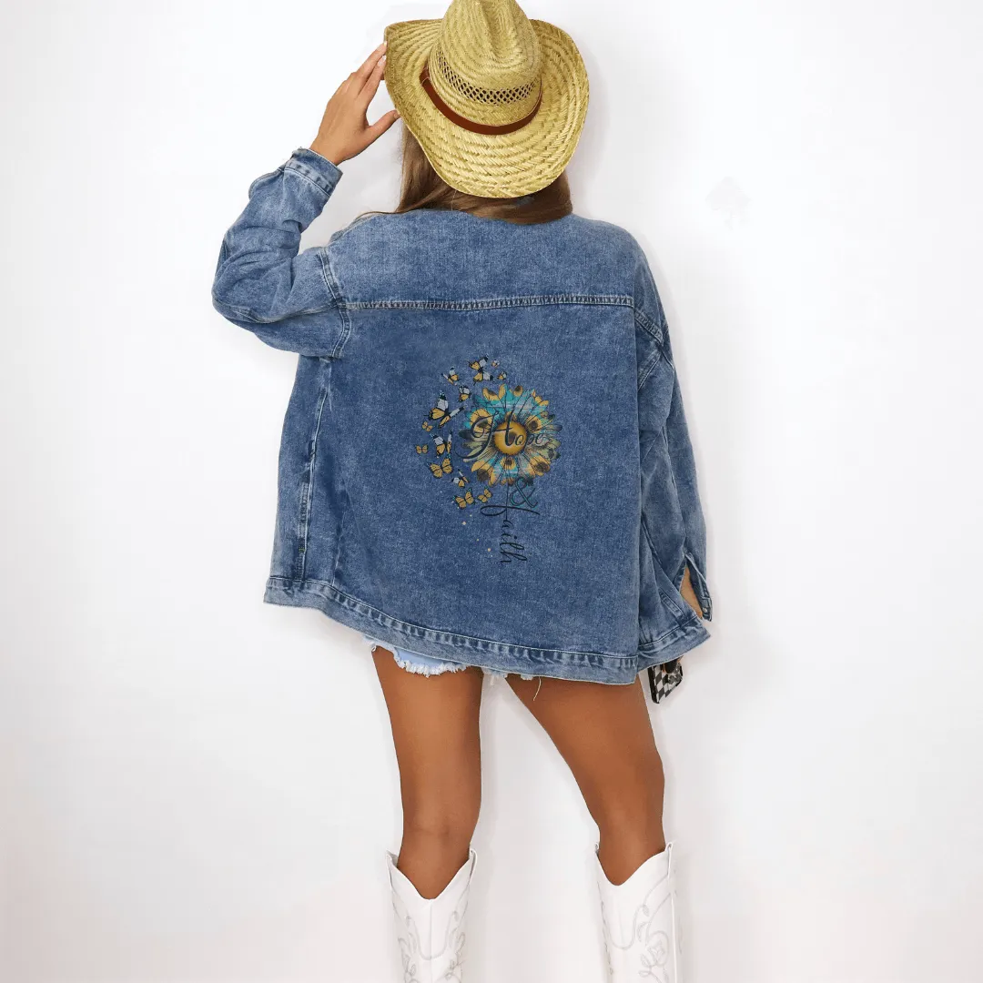 ELEVATED SPIRIT | HOPE & FAITH FLOWER DENIM JACKET