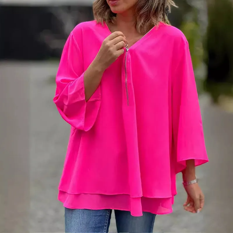 Ember™ Chiffon Zipper Blouse