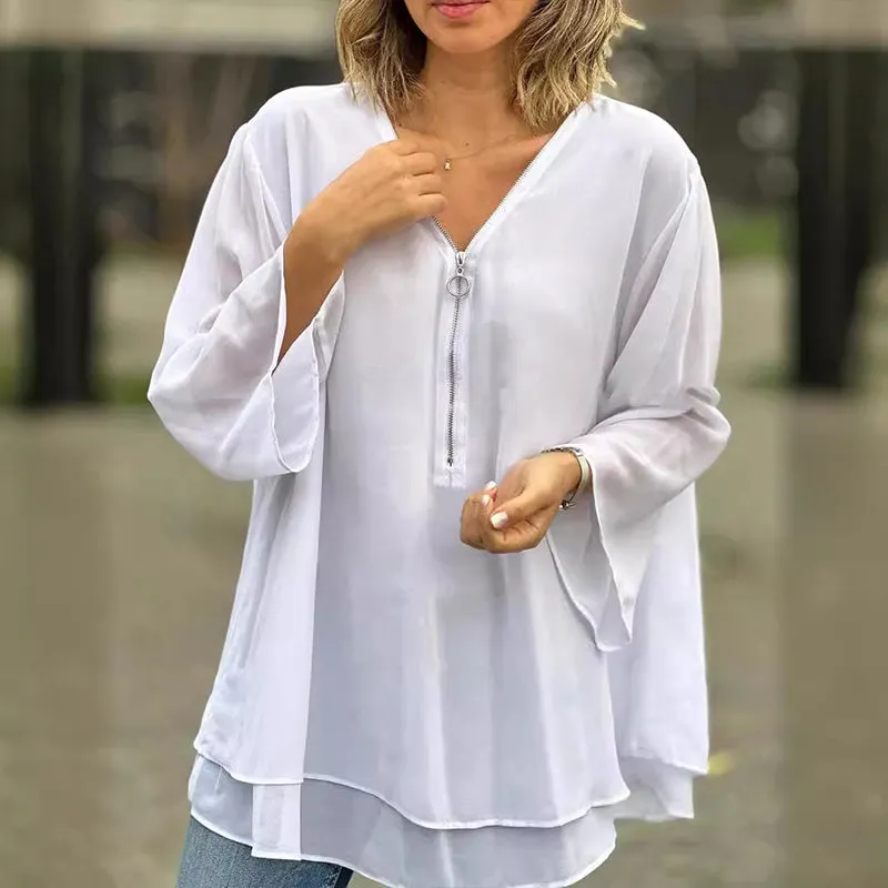 Ember™ Chiffon Zipper Blouse