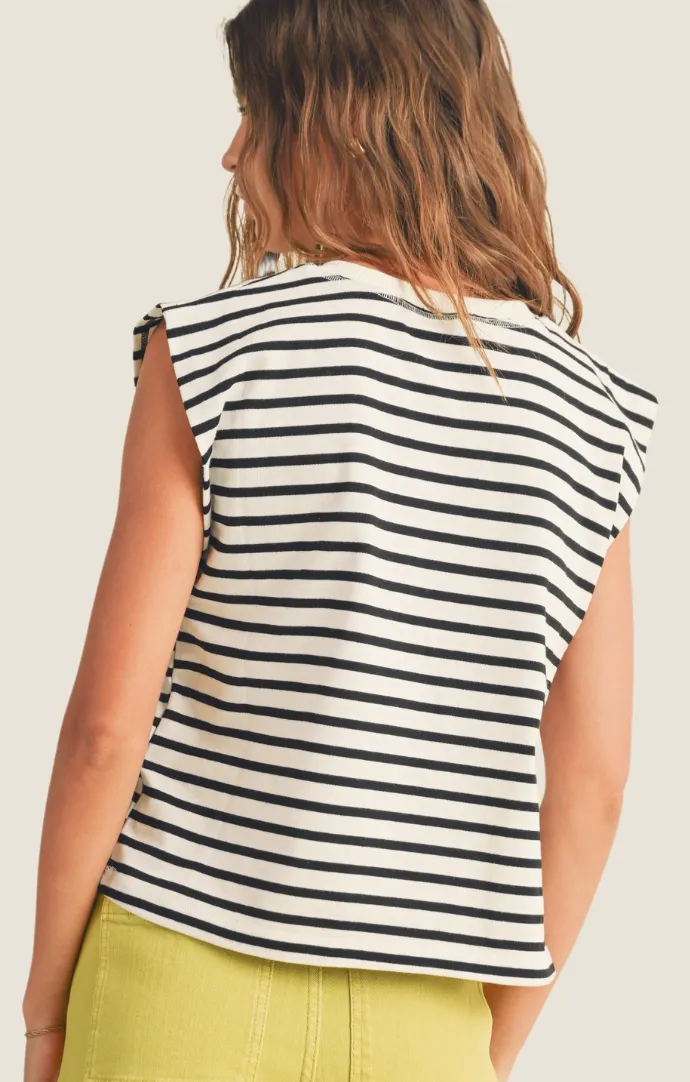 Fiori White Stripe Top