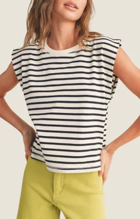 Fiori White Stripe Top