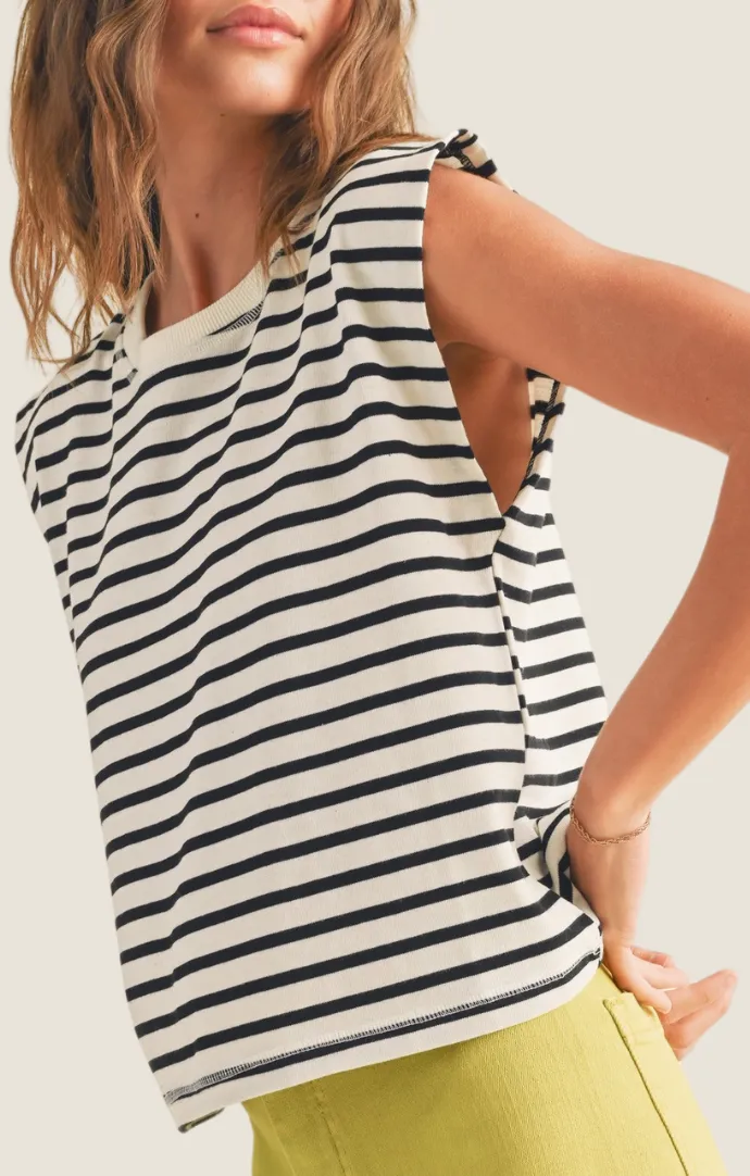 Fiori White Stripe Top