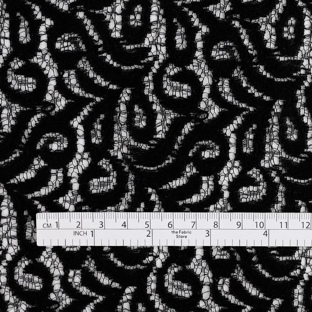 Flourishing Fronds Cotton / Nylon Lace - Black