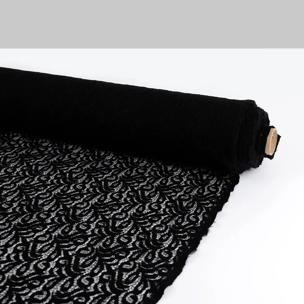 Flourishing Fronds Cotton / Nylon Lace - Black