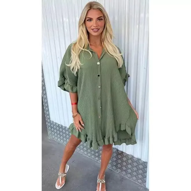 Inara Pleated Shirt Dress