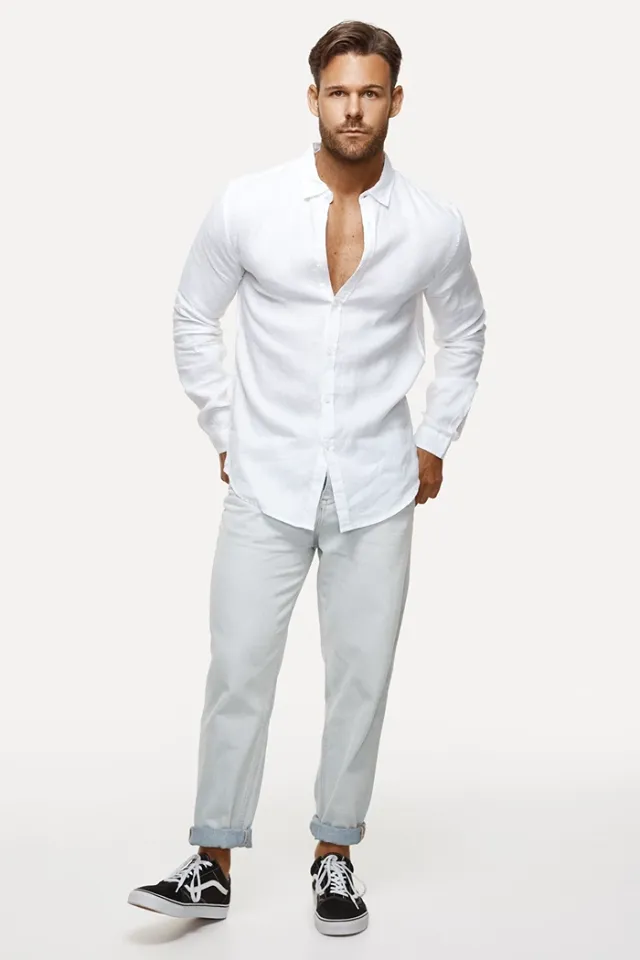 INDUSTRIE -  THE TENNYSON LINEN L/S SHIRT - WHITE
