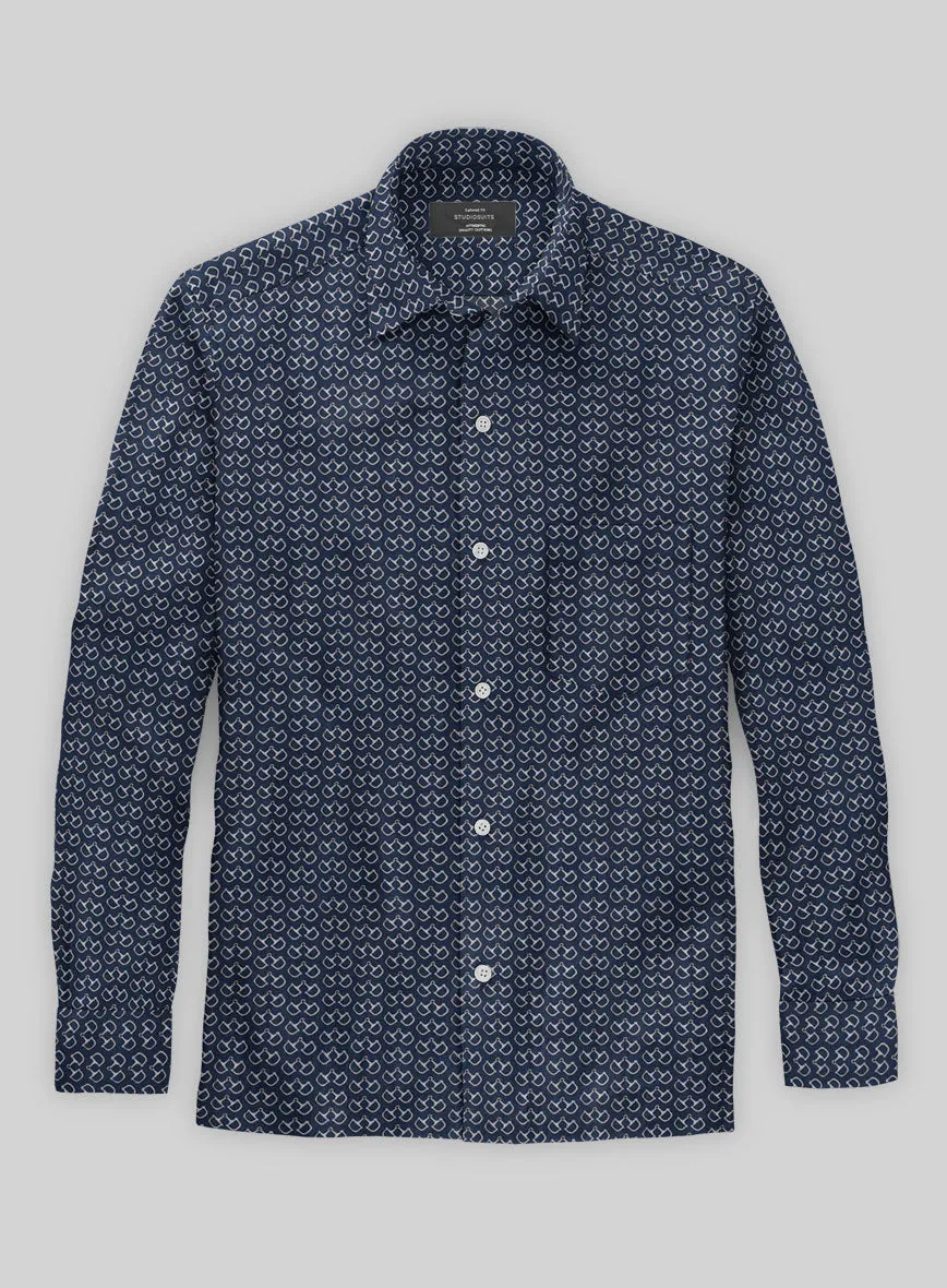 Italian Handcuffs Dark Blue Summer Linen Shirt