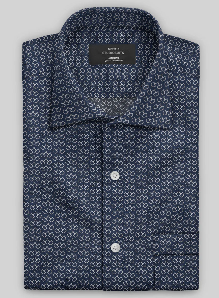 Italian Handcuffs Dark Blue Summer Linen Shirt