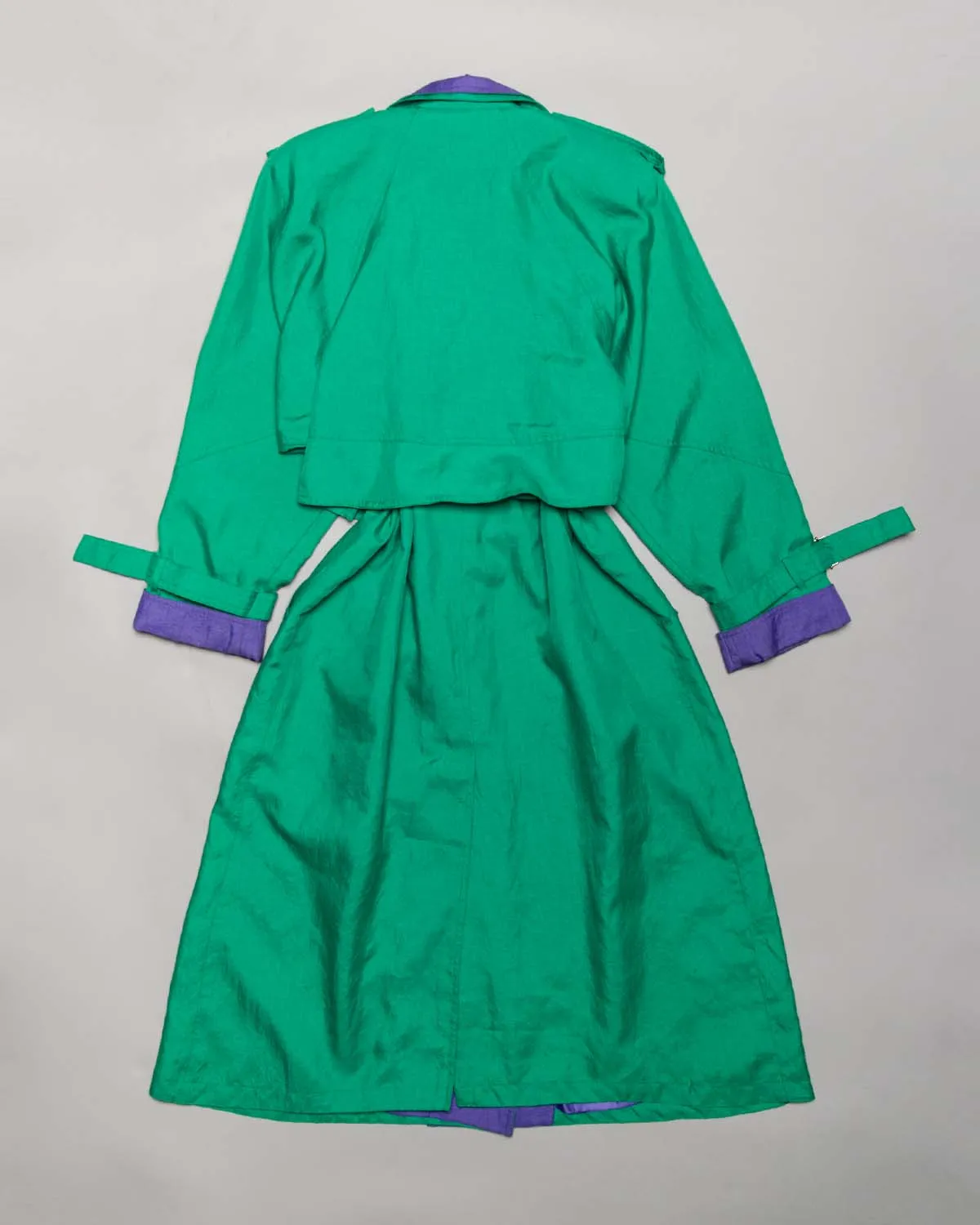 J. Gallery green purple '70s belted trench coat