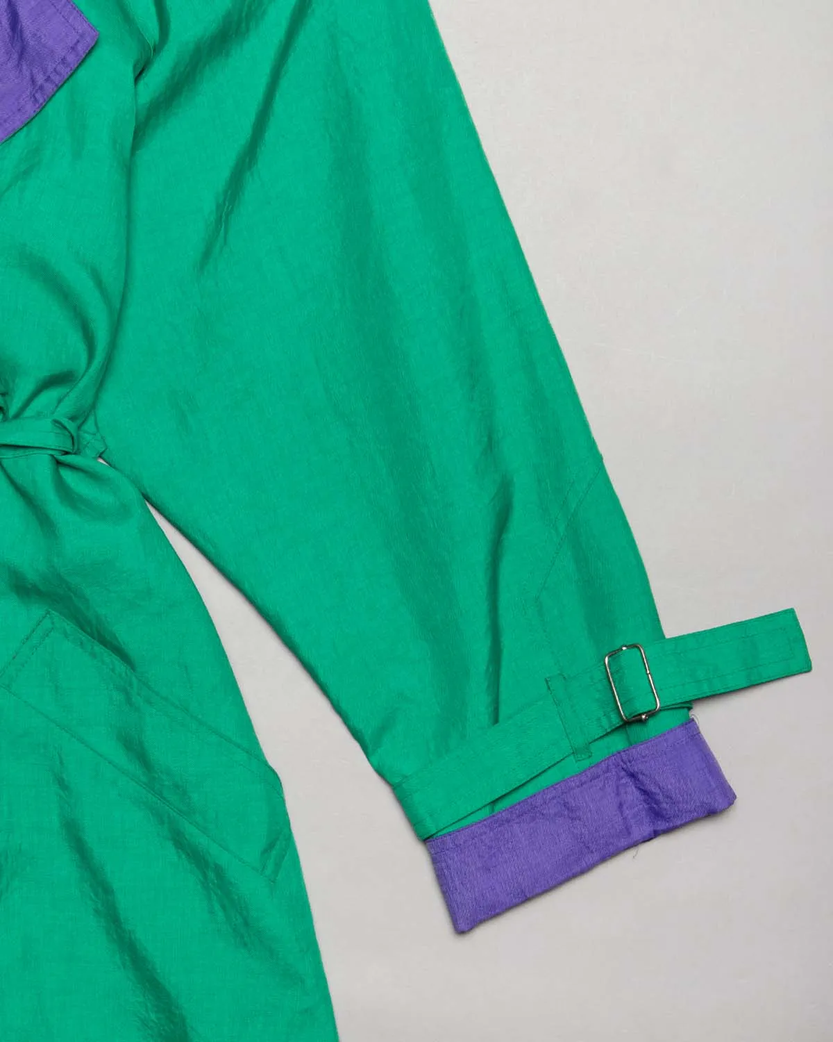 J. Gallery green purple '70s belted trench coat