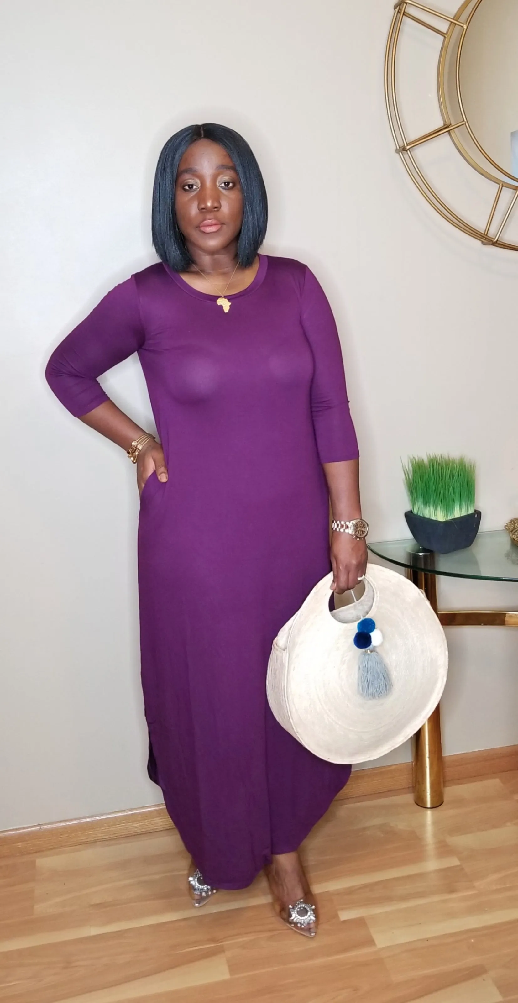 Keri Women's Long Sleeve Crewneck Casual Maxi Dress