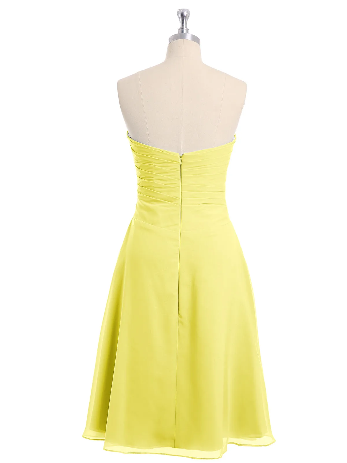 Knee Length Chiffon Dress with Sweetheart Neck-Lemon Plus Size