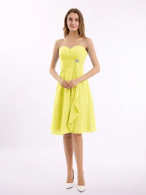 Knee Length Chiffon Dress with Sweetheart Neck-Lemon Plus Size
