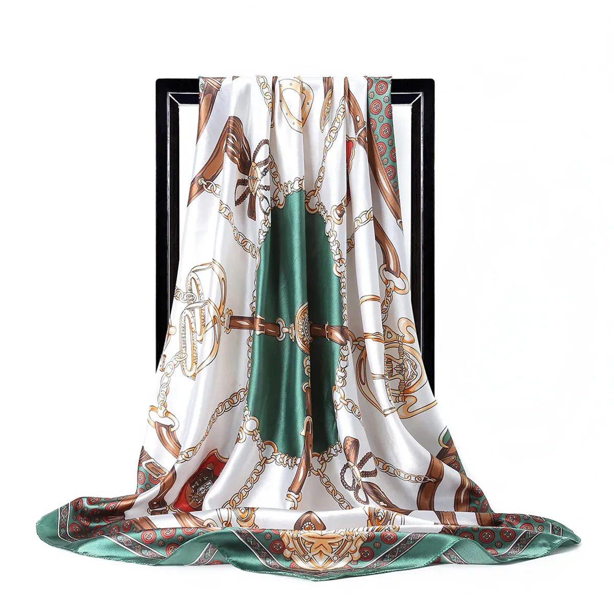 Large Hijab Scarves For Women Fashion Print Silk Satin 90cm