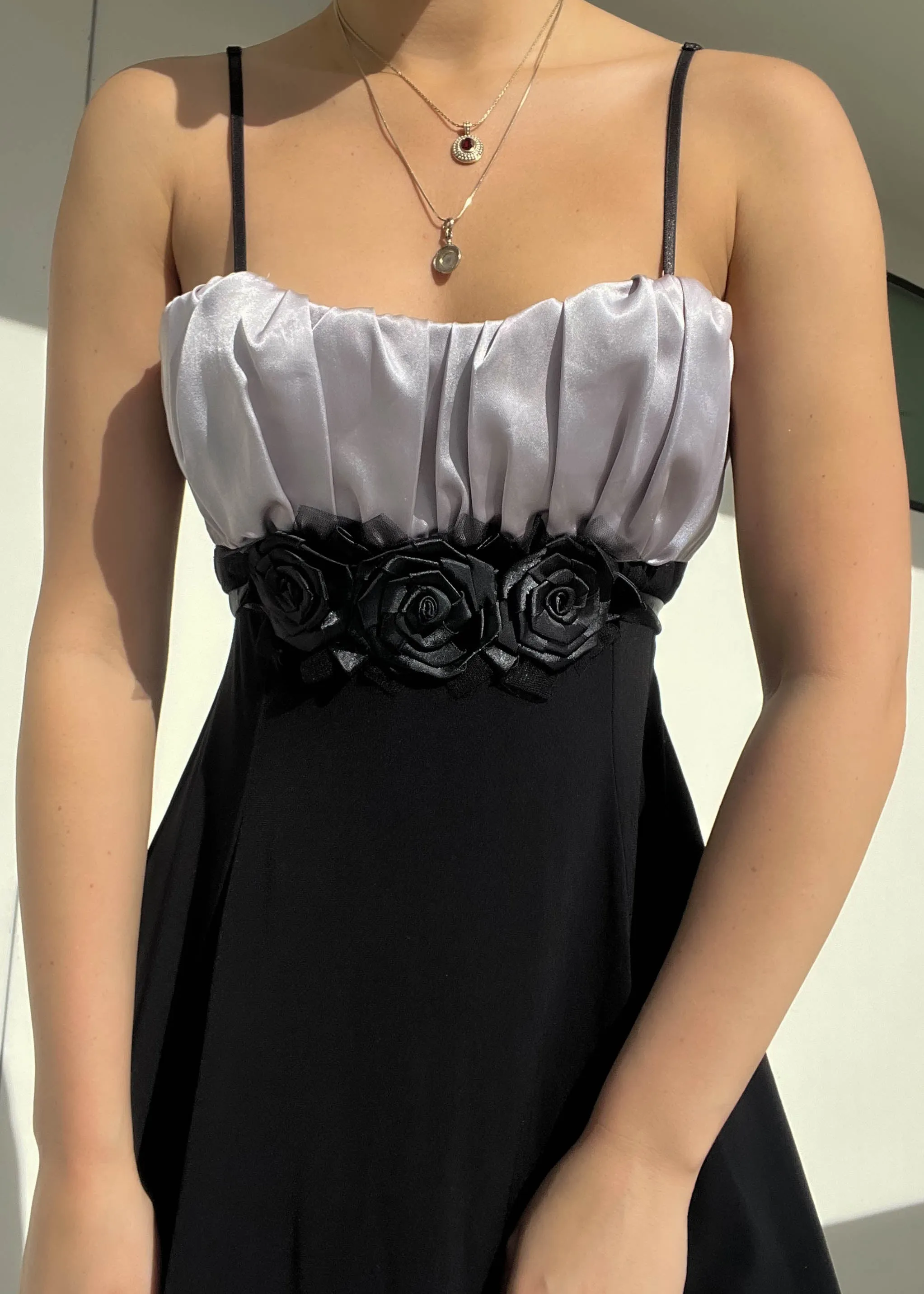 Late 90's Black Roses Mini Dress (S)