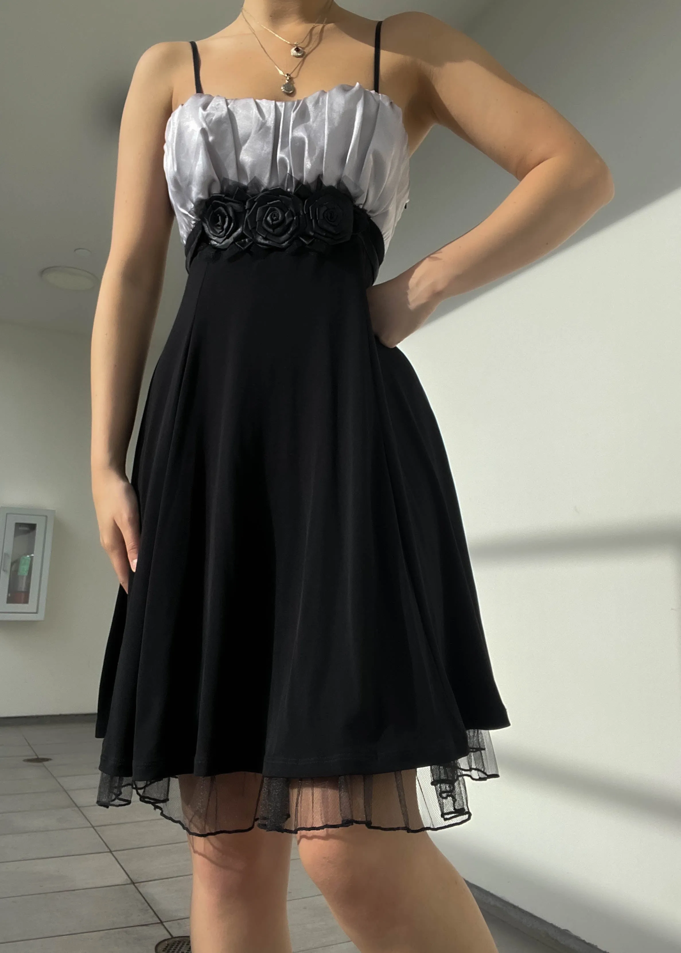 Late 90's Black Roses Mini Dress (S)